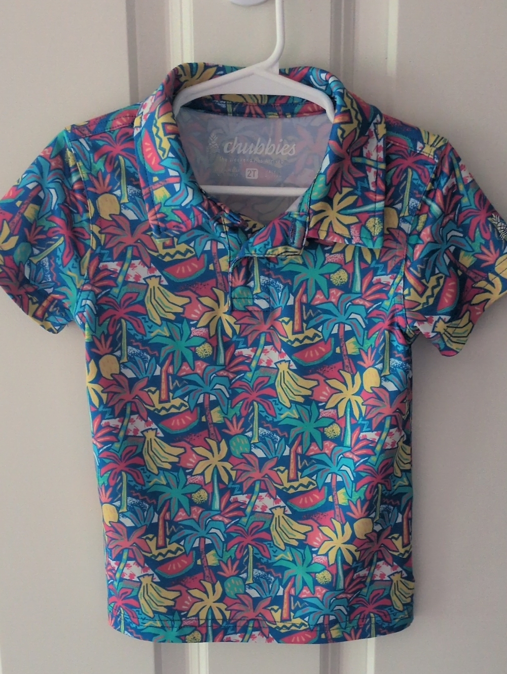 Chubbies Tropical Swim Top in Blue, Pink, Yellow